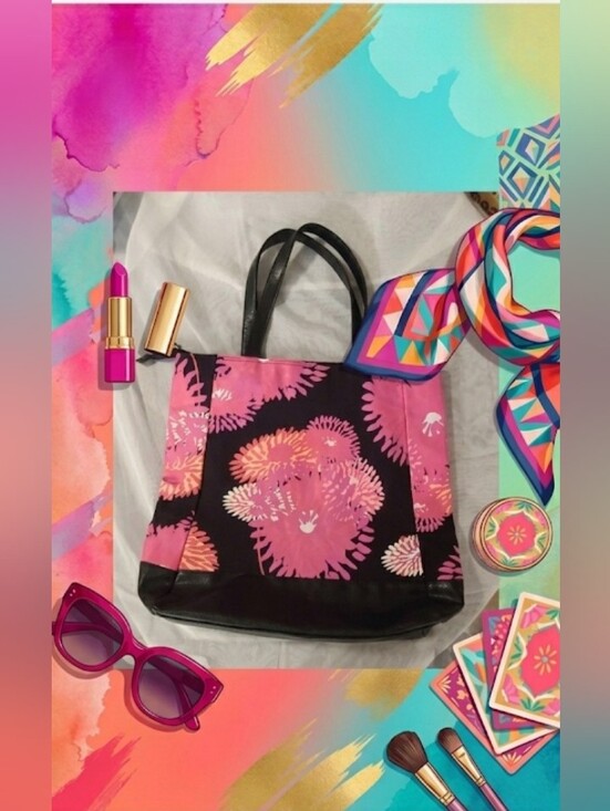 Avon Handbags - AVON Breast Cancer Awareness Pink Floral Boho Tote Weekend Bag with Black- XL
